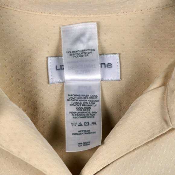 Liz Claiborne Women's Size L Soft Rayon Polyester Cream Color Long Sleeve Blouse - Picture 4 of 4